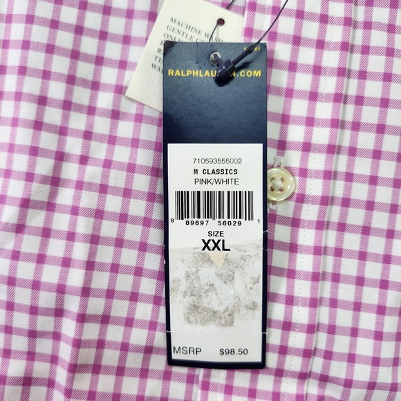 Polo Ralph Lauren Shirt Mens 2XL Pink Check Long Sleeve Button Down Classic - Picture 2 of 7